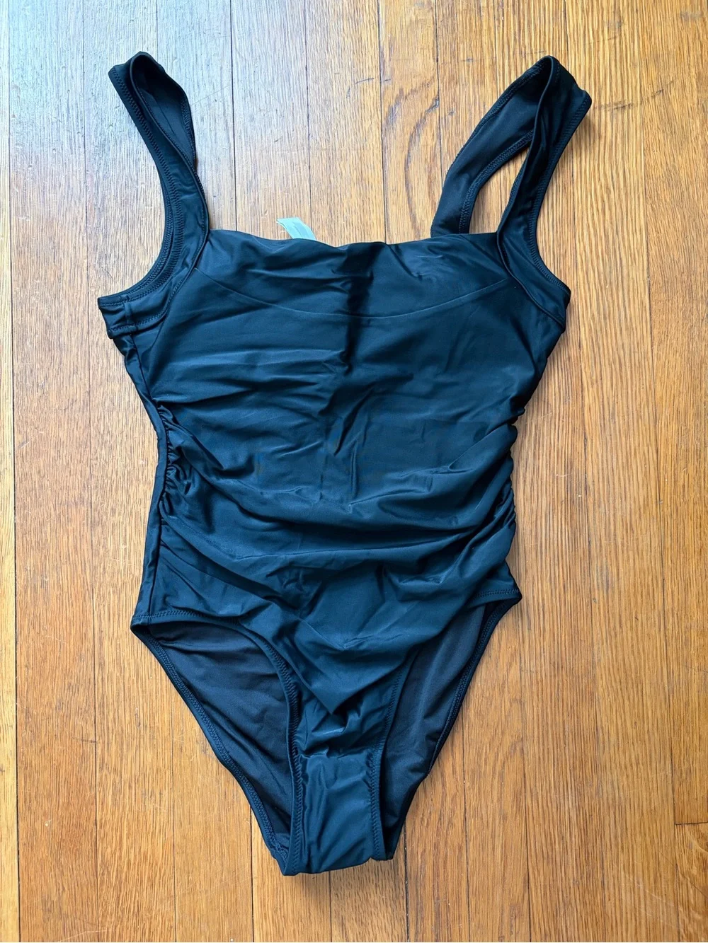 J.Crew Nia Ruched Squareneck Black One-piece Swimsuit, 8, NWT